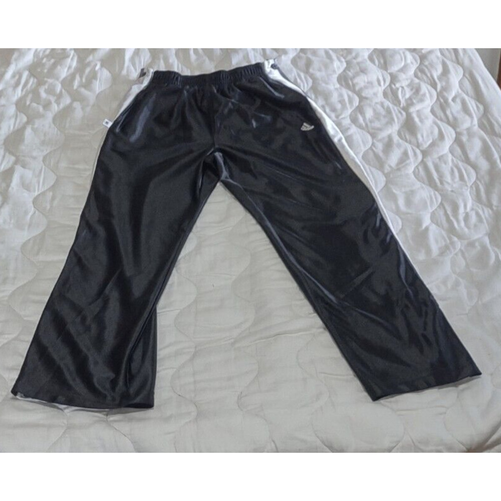 Adidas Basketball Warmup Pants Womens Sz L Snap Button Tear Away Polyester Black
